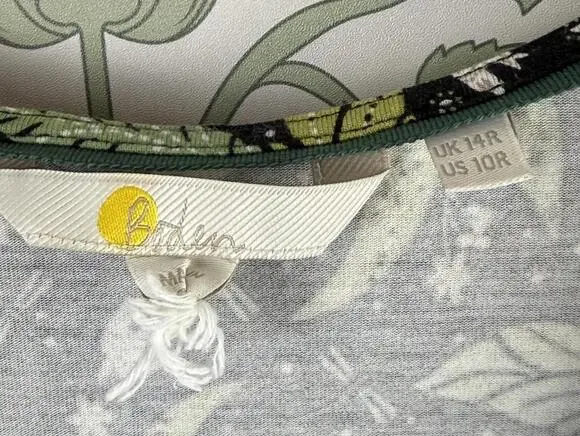 BODEN Green and Black Floral N-Neck Jersey Midi Dress - Size - 10 - Picture 7 of 10